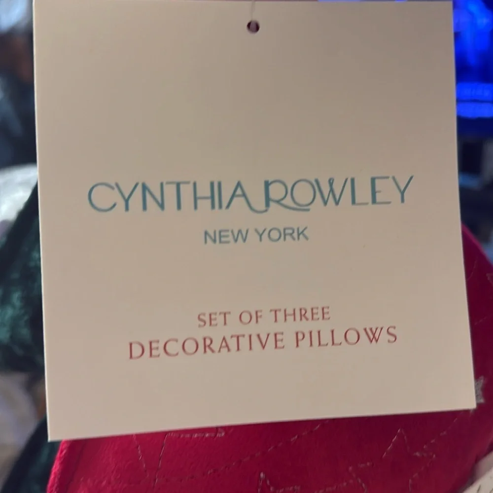 Cynthia Rowley Set of Three velvet Christmas tree Pillows 🎄🎄🎄